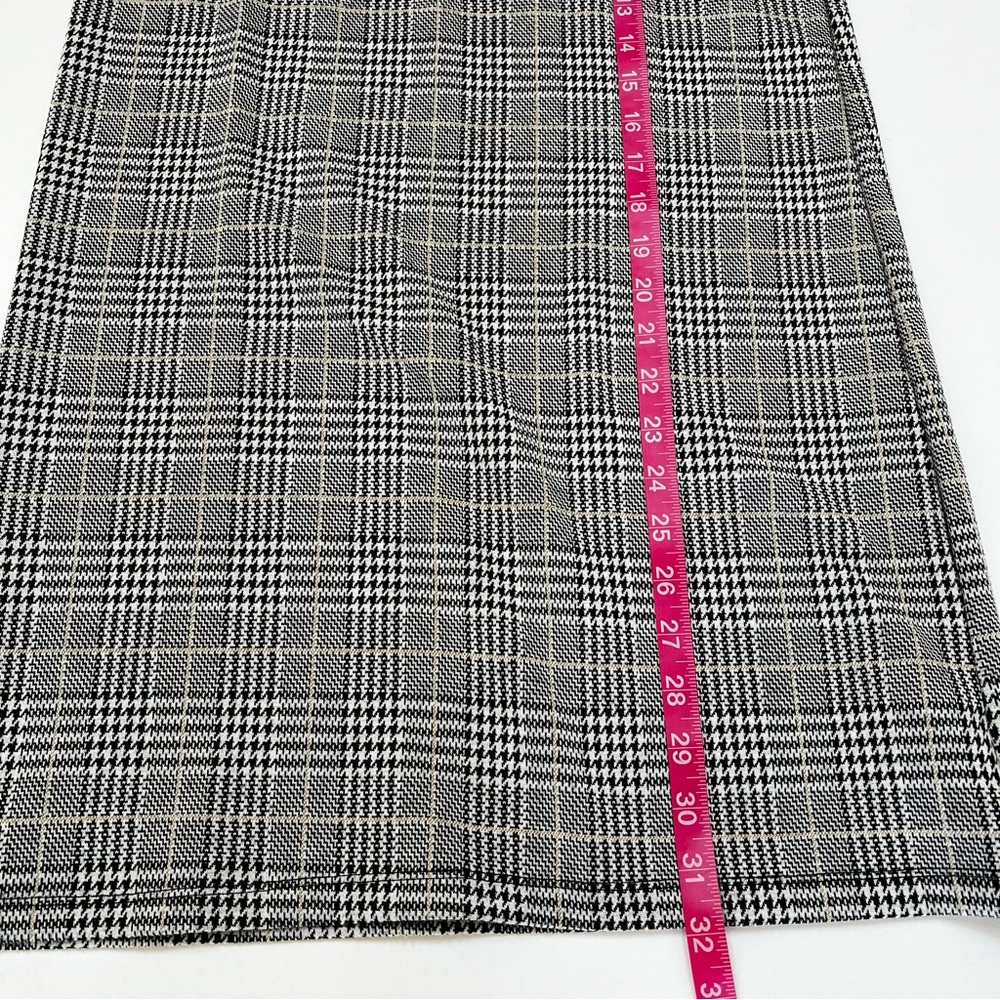 Zara Black and White Plaid Sheath Dress Short Sleeve Crew Neck Sequin Flowers - Picture 11 of 13